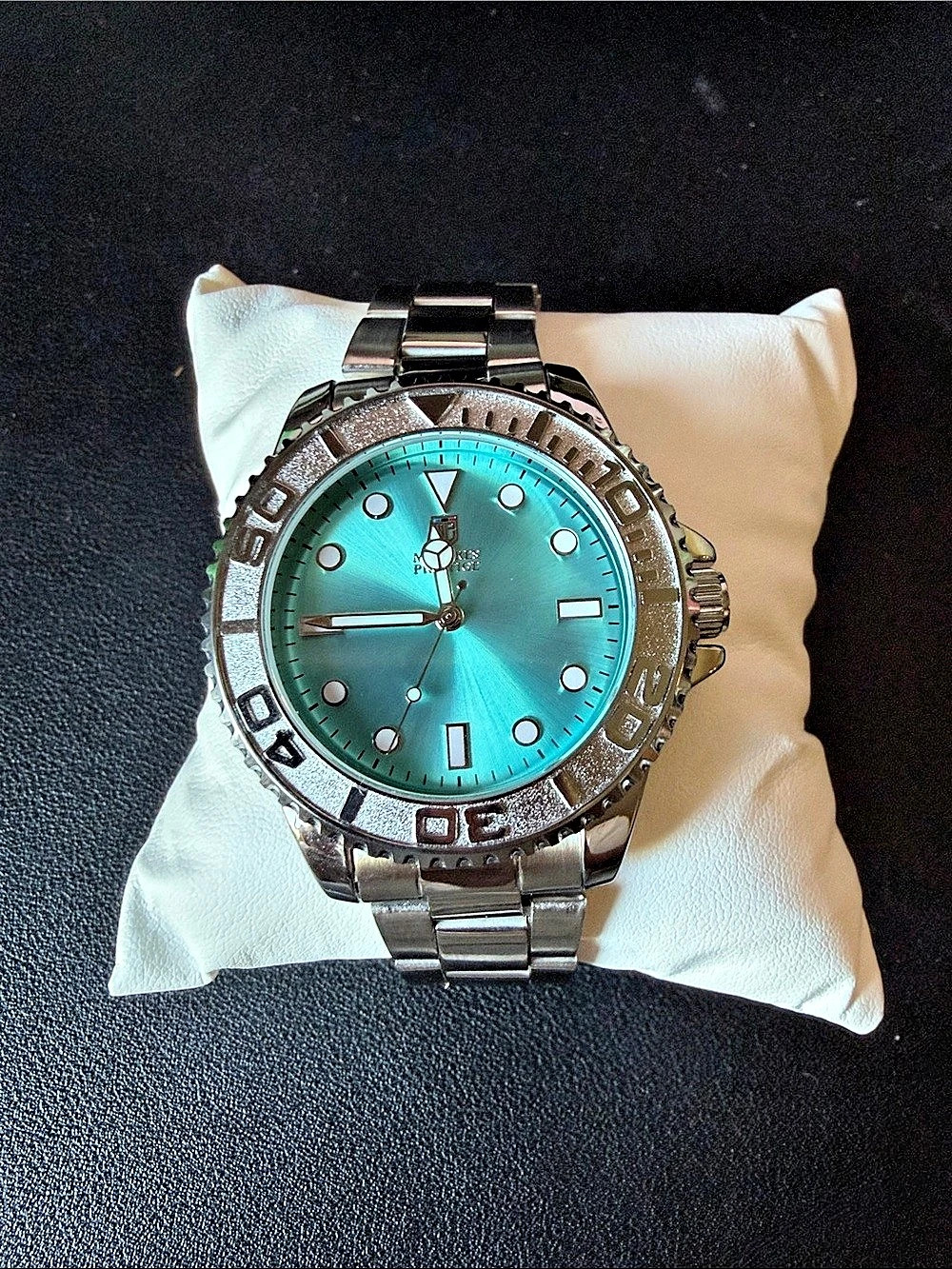 Montres Prestige Silver Blue Watch with Box